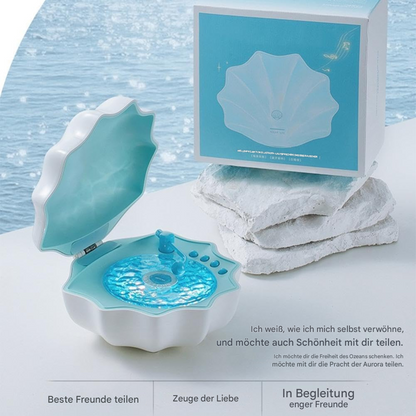 Muschel Bluetooth-Lautsprecher mit LED Sternenhimmel-Projektor | Nachtlicht & Ambiente Lampe – 3 Farben