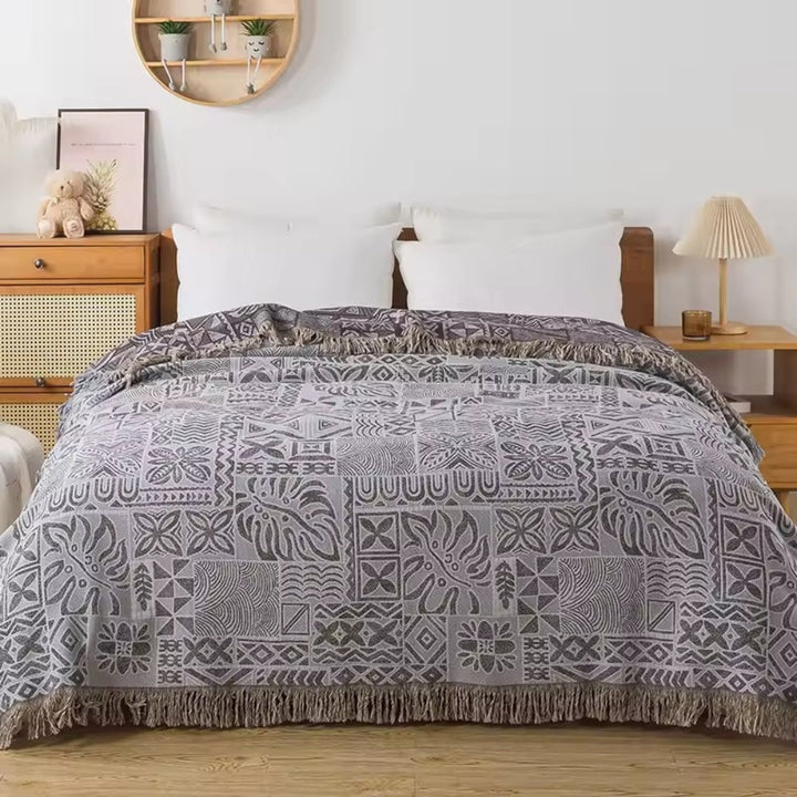 Baumwoll-Musselin-Plaid mit Spitzenkante