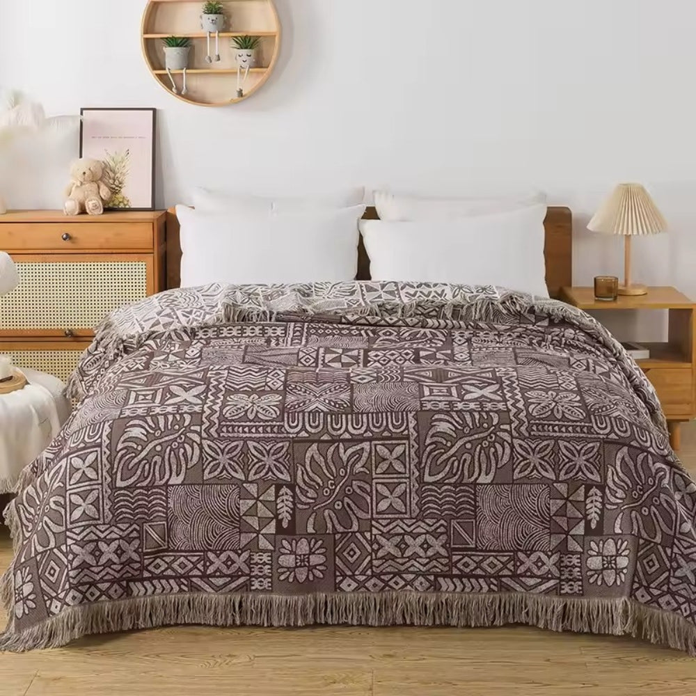 Baumwoll-Musselin-Plaid mit Spitzenkante