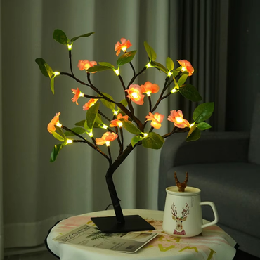 LED Kirschblüten Deko Baum Lampe – USB Tischlampe mit rosa Blüten für Wohnzimmer & Schlafzimmer – Stimmungslicht/LED Deko Licht