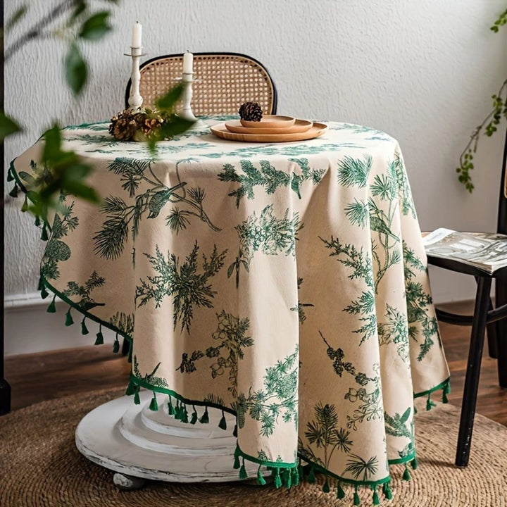 Runde Tischdecke mit Tannenzapfenmuster