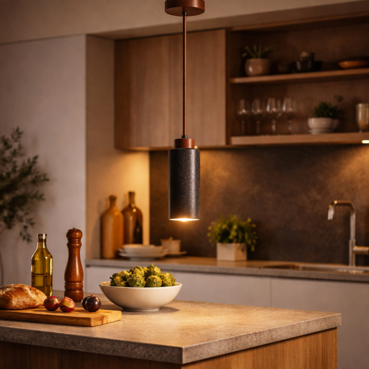 Marbéra™ | Designer Pendelleuchte aus Naturstein Schwarz