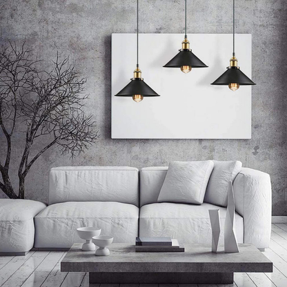 Vintage Pendelleuchte 3-flammig Schwarz – E27 Hängelampe aus Metall, Industrial Deckenleuchte für Küche & Esszimmer