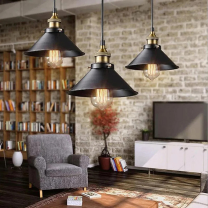 Vintage Pendelleuchte 3-flammig Schwarz – E27 Hängelampe aus Metall, Industrial Deckenleuchte für Küche & Esszimmer