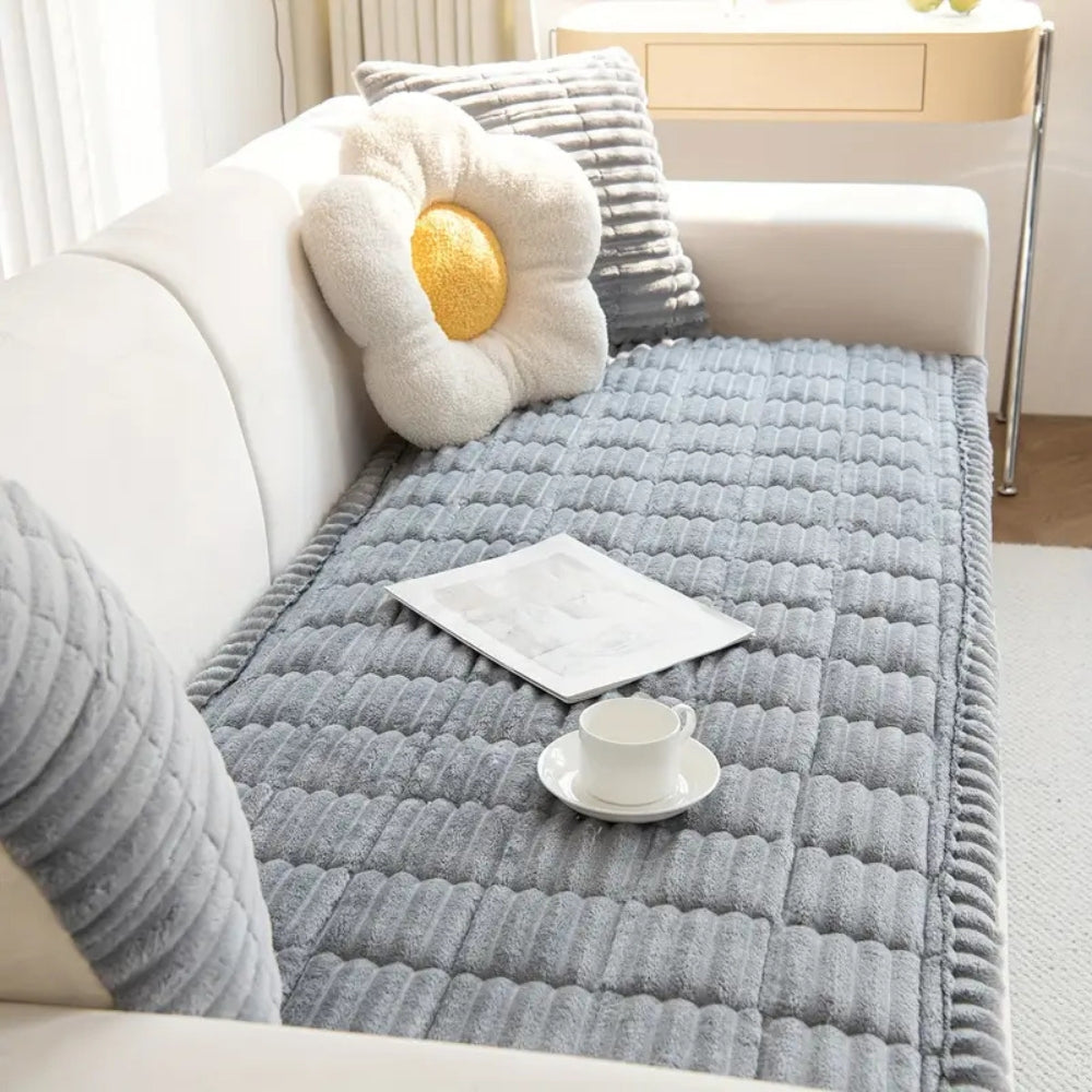 Sofadecke aus Flanell mit plissiertem Rand