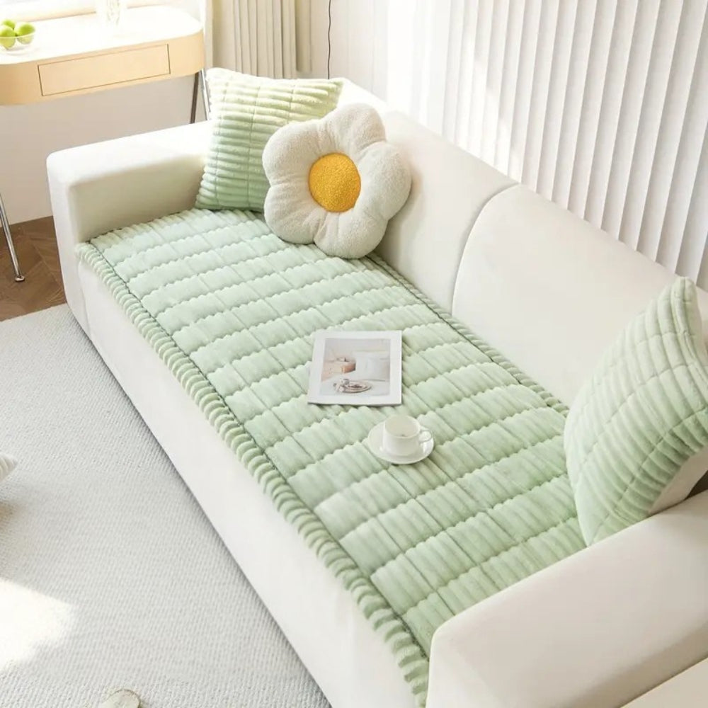 Sofadecke aus Flanell mit plissiertem Rand