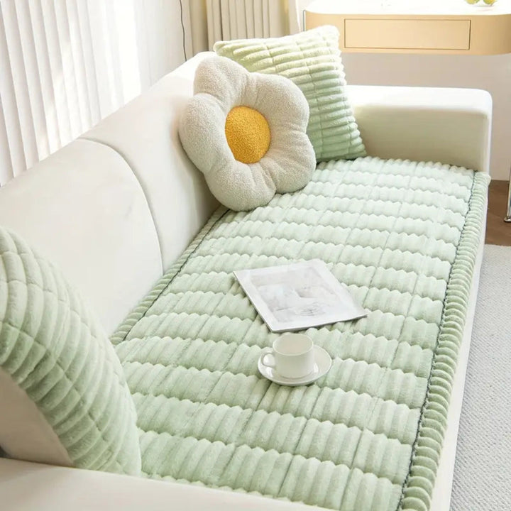 Sofadecke aus Flanell mit plissiertem Rand