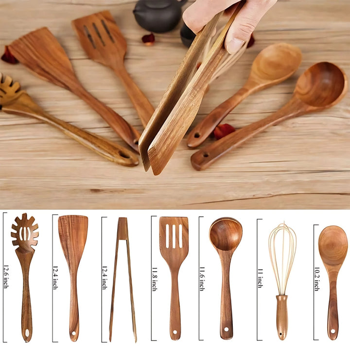 Küchenutensilien aus Holz, 7er-Set