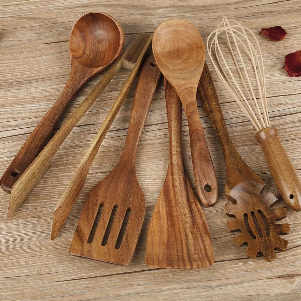 Küchenutensilien aus Holz, 7er-Set