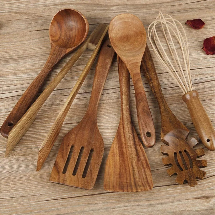 Küchenutensilien aus Holz, 7er-Set