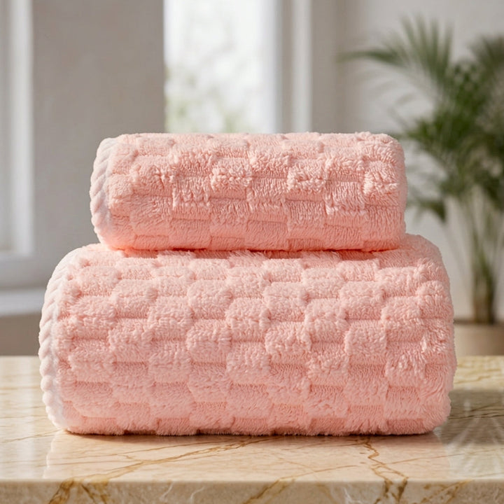 Set aus 2 Fleece-Handtüchern