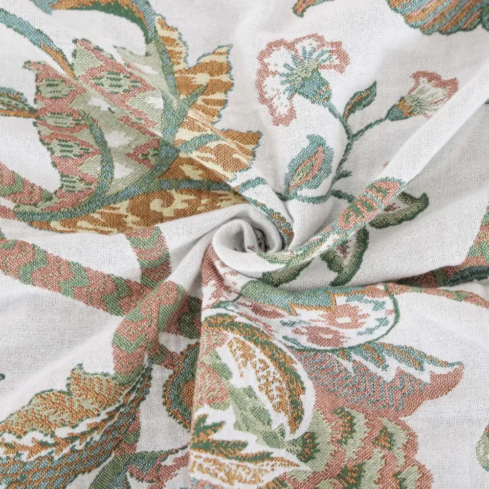 Jacquard-Baumwolldecke mit Blumenmuster und Quasten 200 x 230 cm