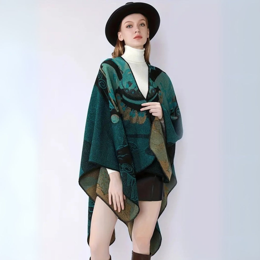 Wendbarer Poncho mit grafischem Muster