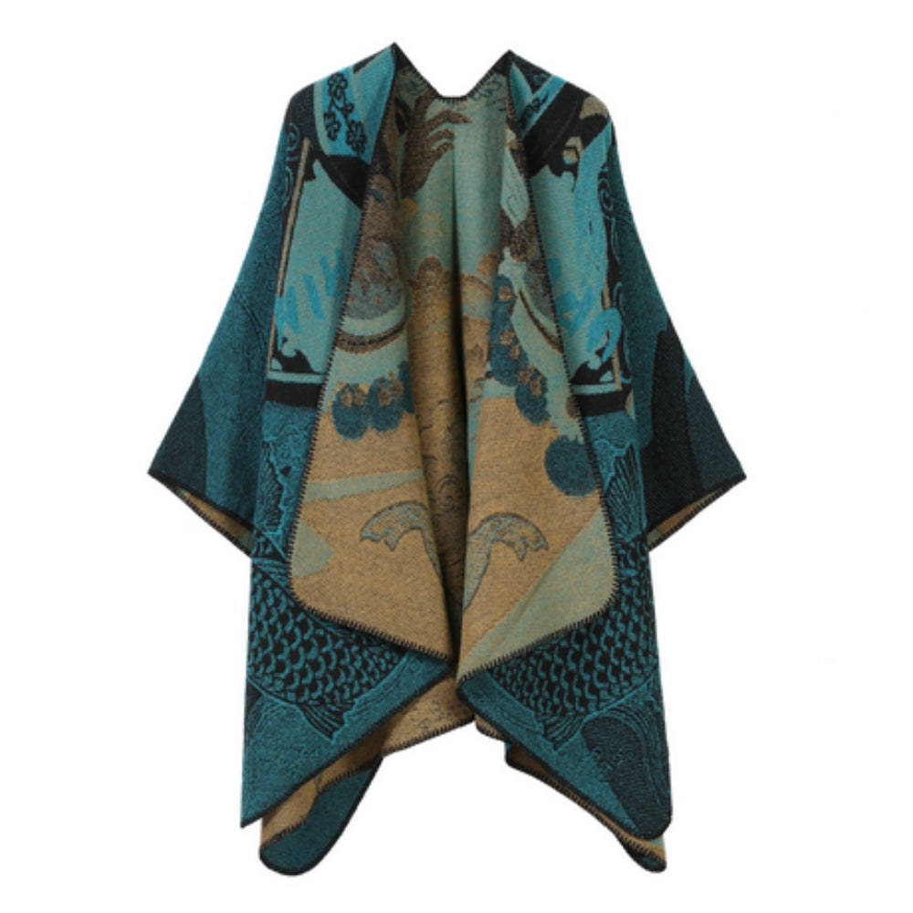 Wendbarer Poncho mit grafischem Muster