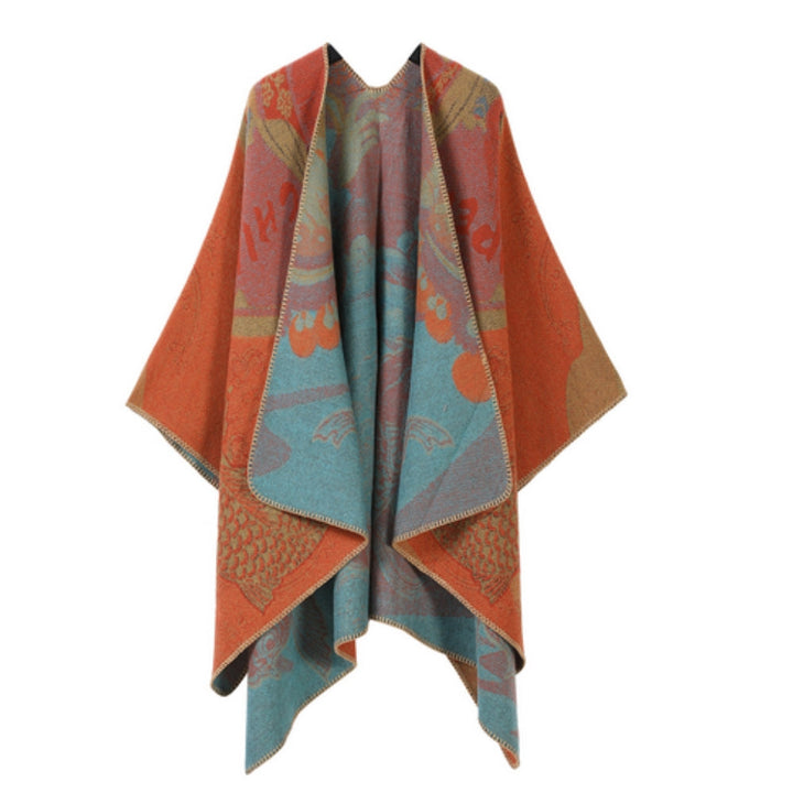 Wendbarer Poncho mit grafischem Muster