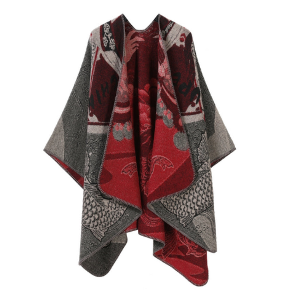Wendbarer Poncho mit grafischem Muster