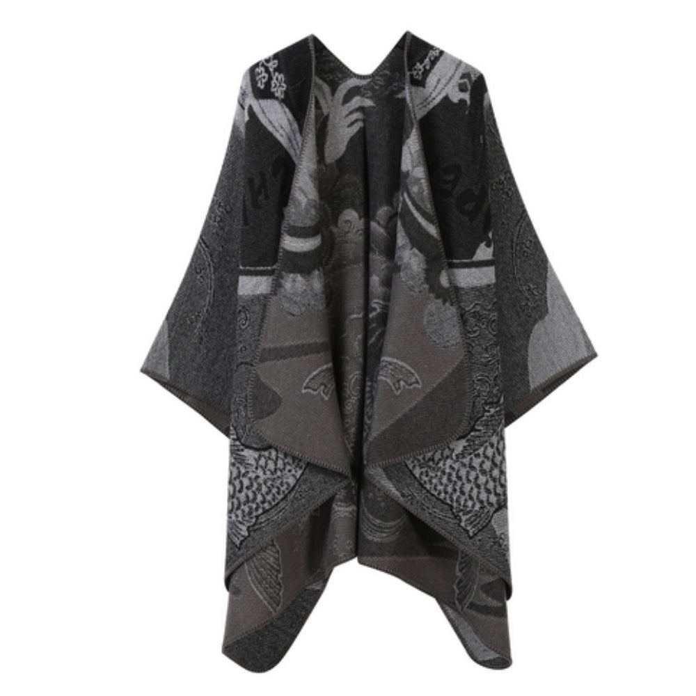 Wendbarer Poncho mit grafischem Muster