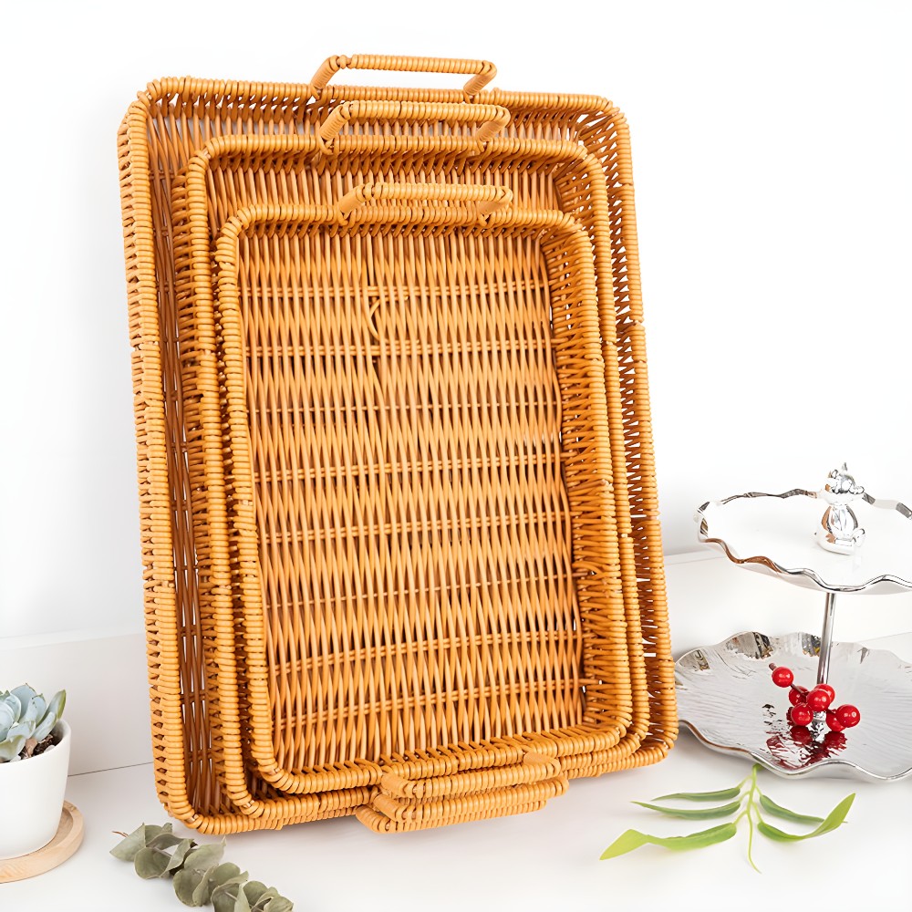 Kunststofftablett in Rattanoptik