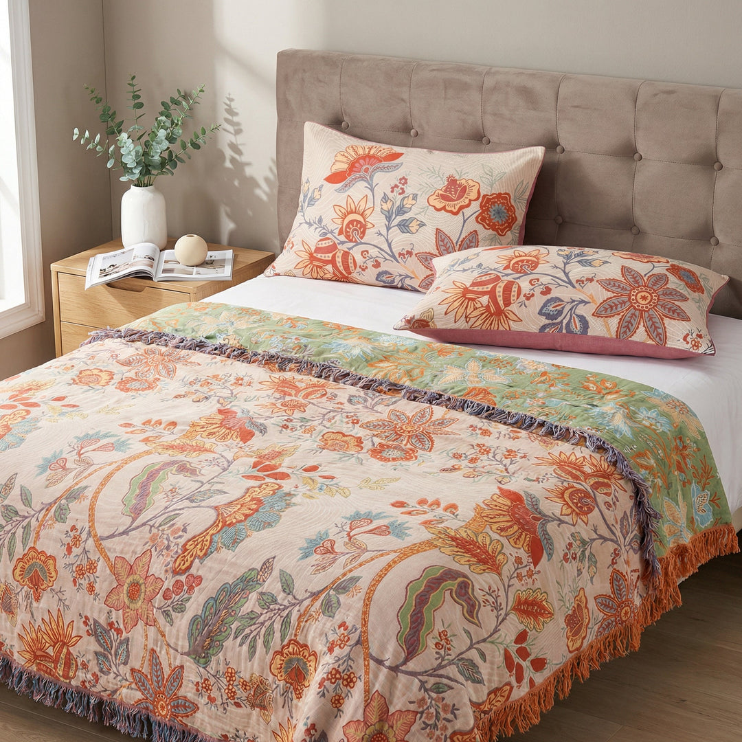 Boho-Kissenbezüge mit Blumenmuster, 2er-Set