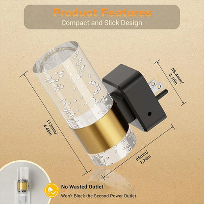 LED Steckdosen Nachtlicht – Moderne Wandlampe mit Blasenglas & warmweißem Licht | Energiesparende Plug-in LED-Lampe für Wohnzimmer, Flur & Schlafzimmer
