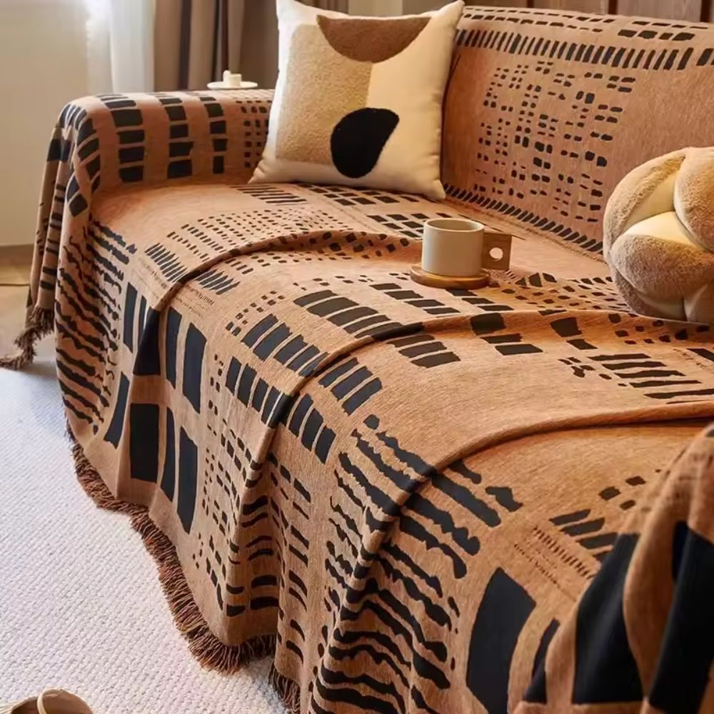 Chenille-Sofadecke, geometrisches Savannenmuster