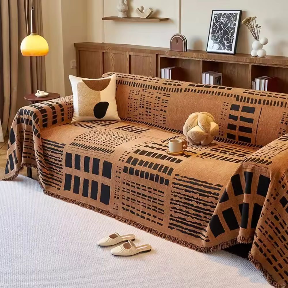Chenille-Sofadecke, geometrisches Savannenmuster
