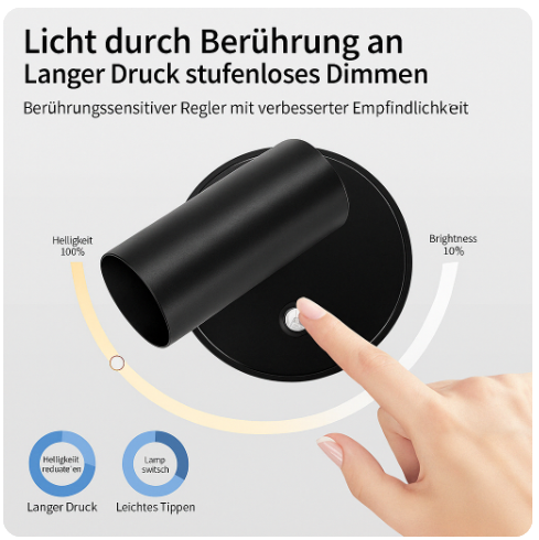 LumiGlow™ | Wiederaufladbare LED-Wandleuchte