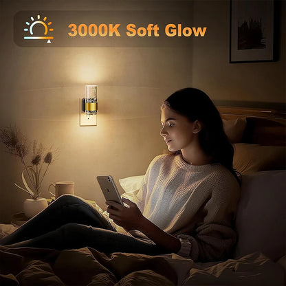 LED Steckdosen Nachtlicht – Moderne Wandlampe mit Blasenglas & warmweißem Licht | Energiesparende Plug-in LED-Lampe für Wohnzimmer, Flur & Schlafzimmer