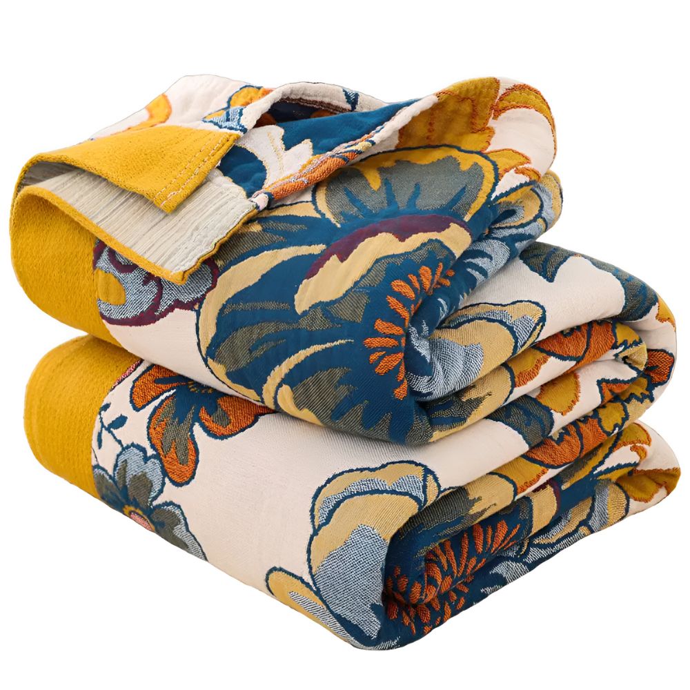 Wendbare Baumwoll-Tagesdecke mit Blumenmuster, Queen-Format