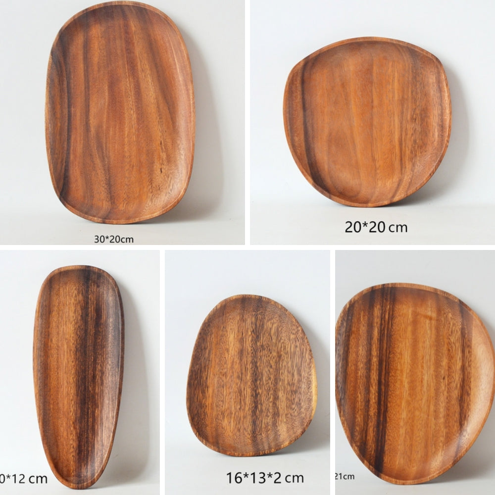 Ovale Serviertabletts aus Akazienholz, 5er-Set