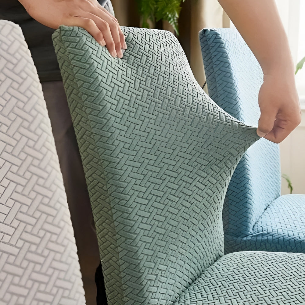 Stretchbarer Stuhlbezug aus Jacquard-Samt