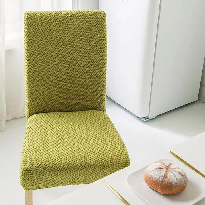 Stretchbarer Stuhlbezug aus Jacquard-Samt