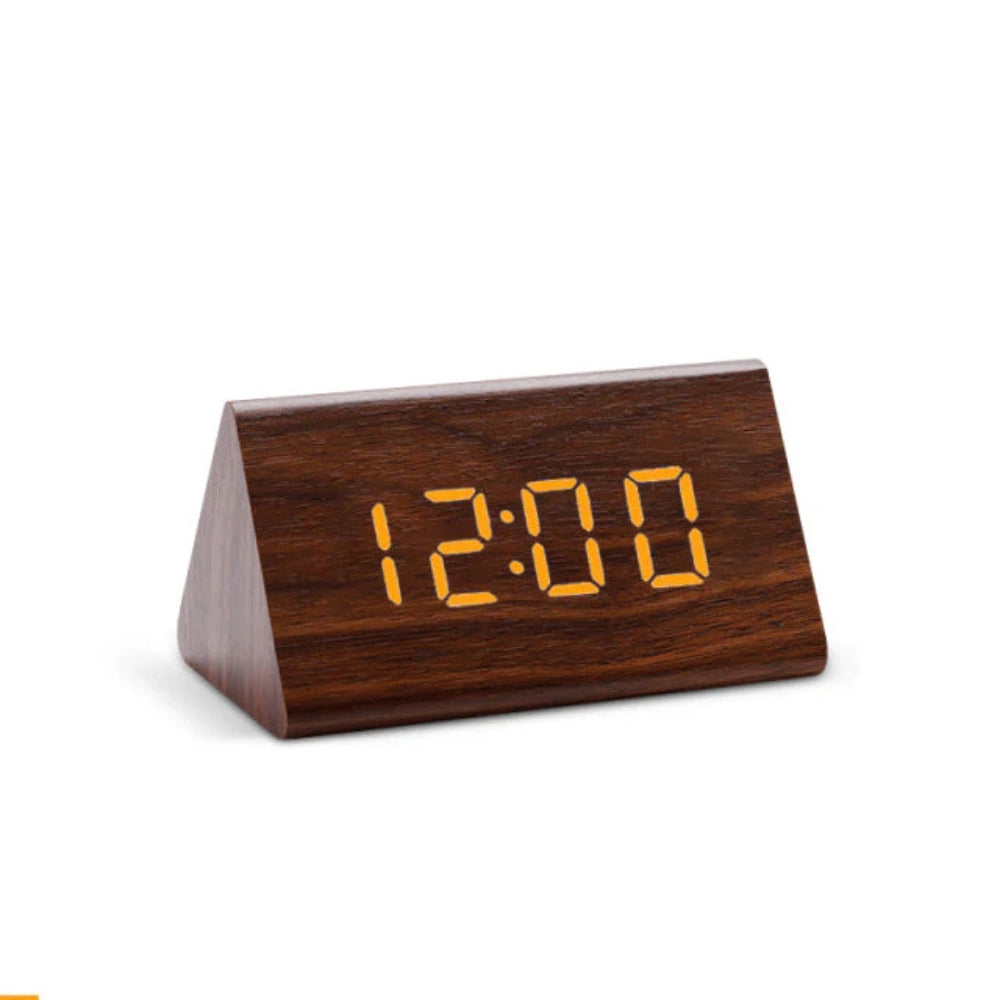 Digitaler LED-Wecker in Holzoptik