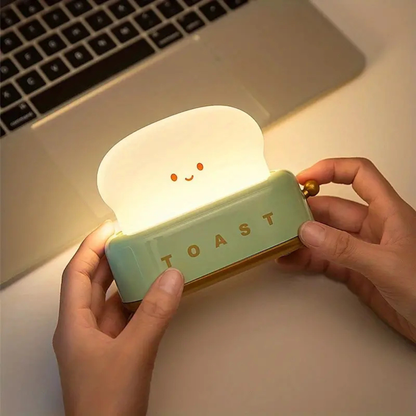 LED Toast Nachtlicht – USB wiederaufladbare Deko Lampe für Kinder & Schlafzimmer | Süßes Stimmungslicht in 3 Farben
