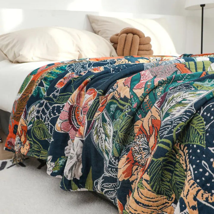 Tropische Jacquard-Musselin-Tagesdecke 200 x 230 cm