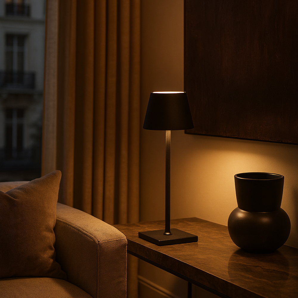 Luxévo™ | Kabellose LED-Akku Tischlampe Schwarz