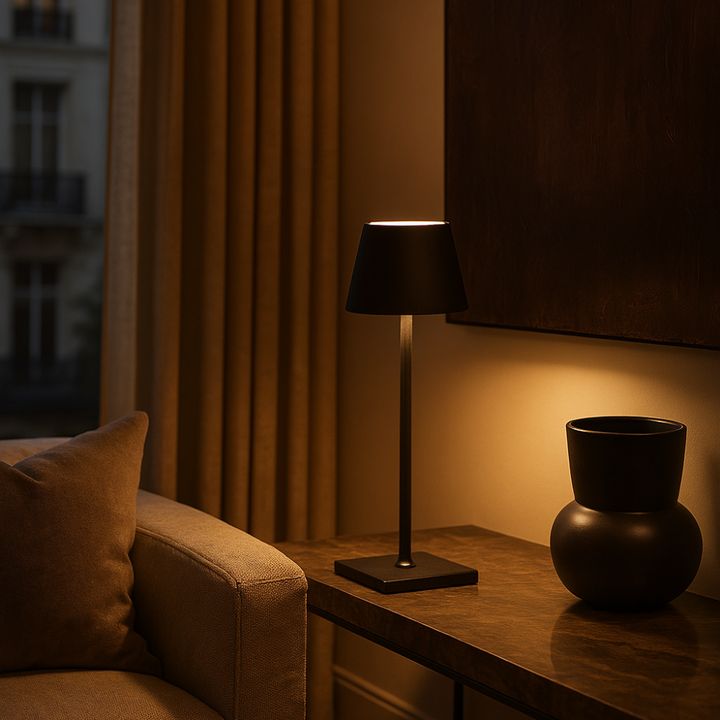 Luxévo™ | Kabellose LED-Akku Tischlampe Schwarz