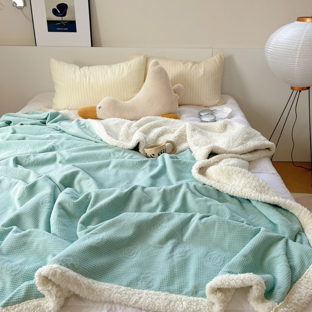 Sherpa-Decke mit geprägtem Blumenmuster