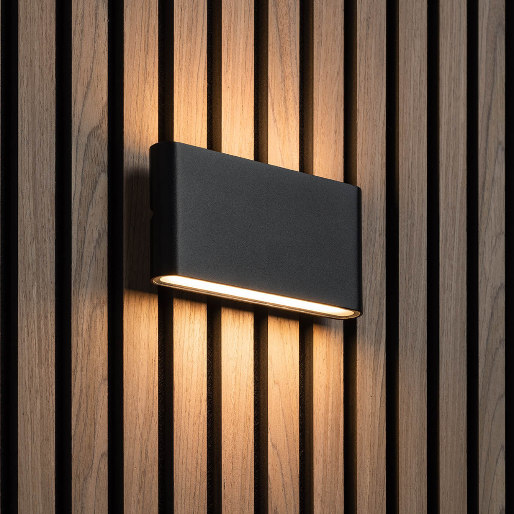 LED Außenwandleuchte Schwarz – Moderne Up & Down Wandlampe IP65, Warmweiß für Hauswand, Garten & Terrasse