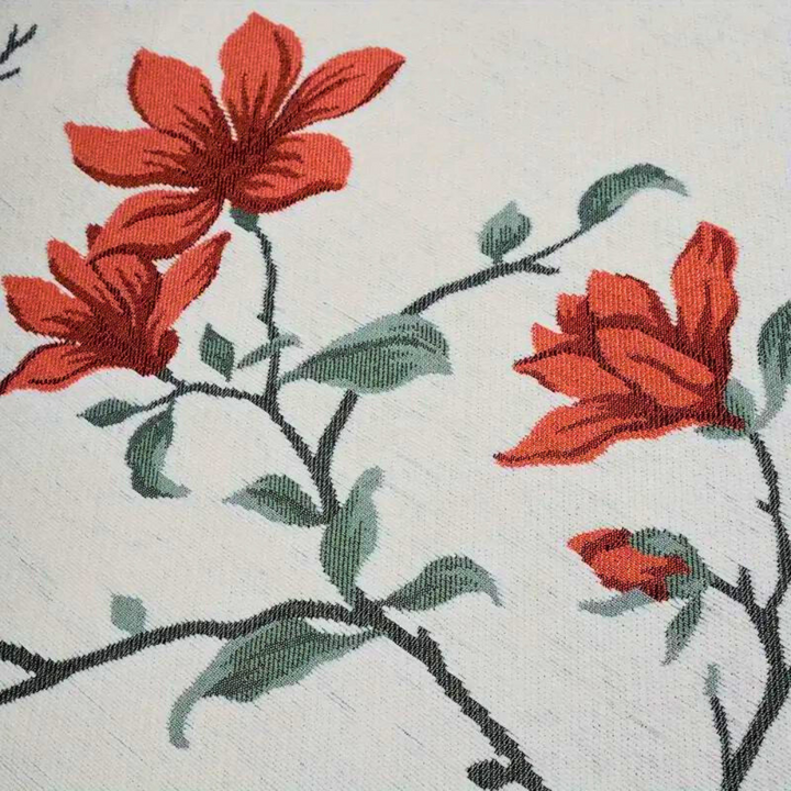 Chenille-Sofaüberwurf mit Vintage-Blumen und Quasten