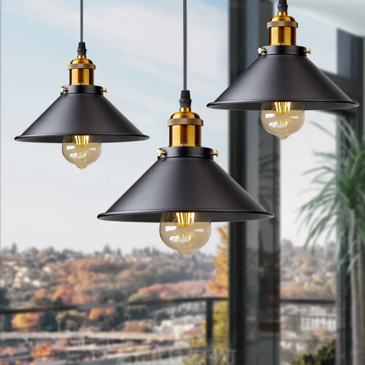 Retroforge™ | Industrie Vintage-Pendelleuchte 3 Stück Schwarz