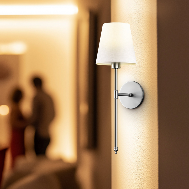 Softlume™ | Moderne Stoffschirm-Wandleuchte Silber