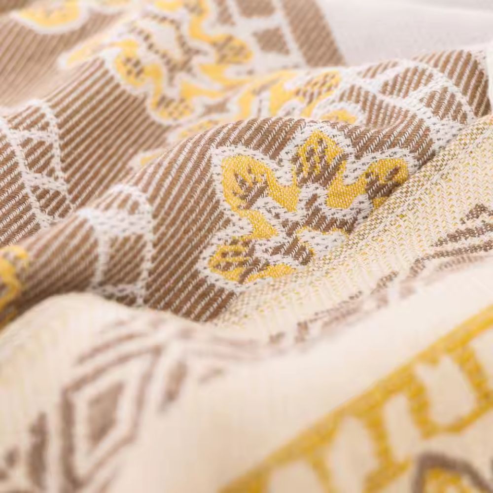 Boho-Baumwolldecke mit Mandala und Fransen