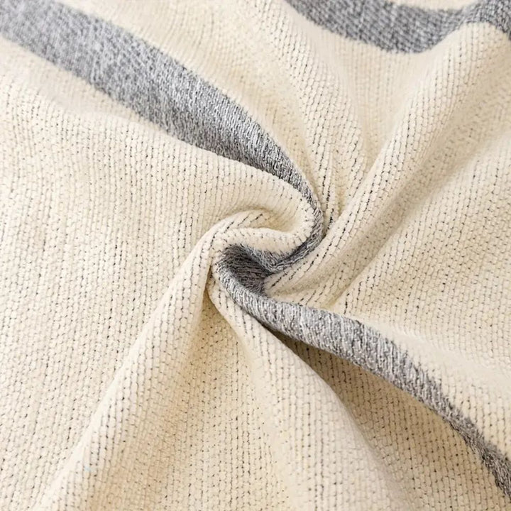 Chenille-Sofadecke mit wellenförmigen Linien und Quasten
