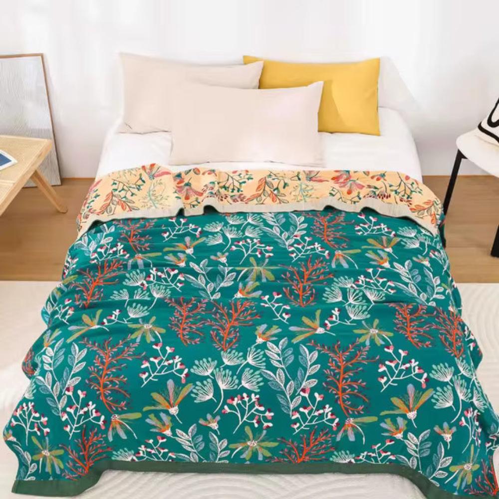Baumwollmusselin-Decke mit Wildblumen 200 x 230 cm