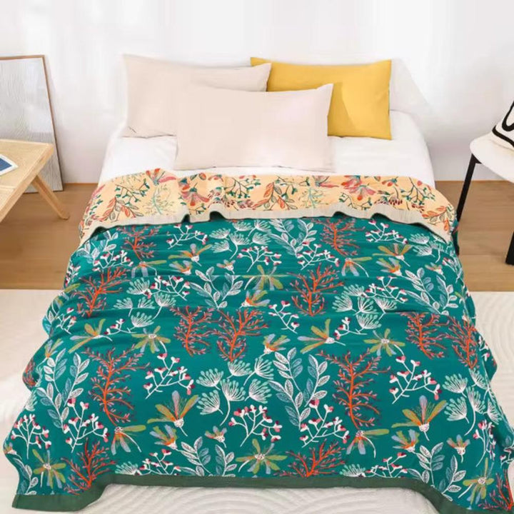 Baumwollmusselin-Decke mit Wildblumen 200 x 230 cm