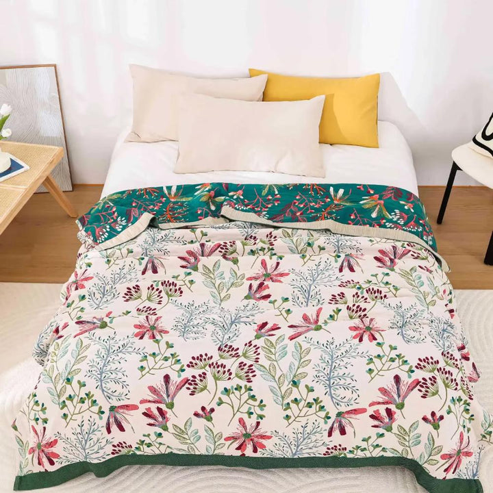 Baumwollmusselin-Decke mit Wildblumen 200 x 230 cm