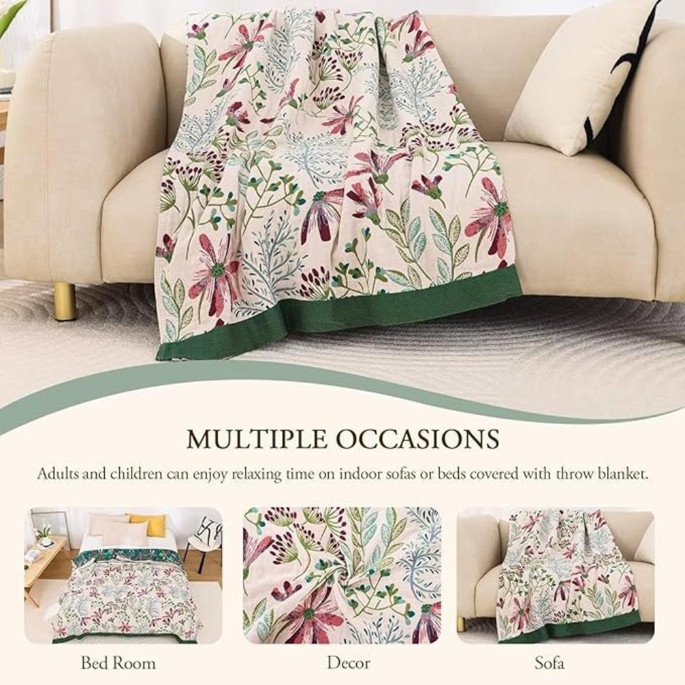 Baumwollmusselin-Decke mit Wildblumen 200 x 230 cm