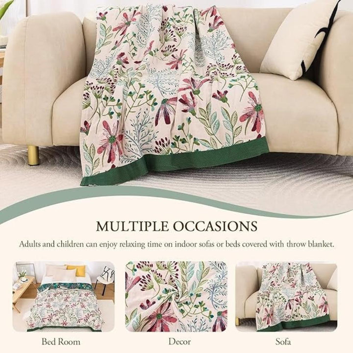 Baumwollmusselin-Decke mit Wildblumen 200 x 230 cm