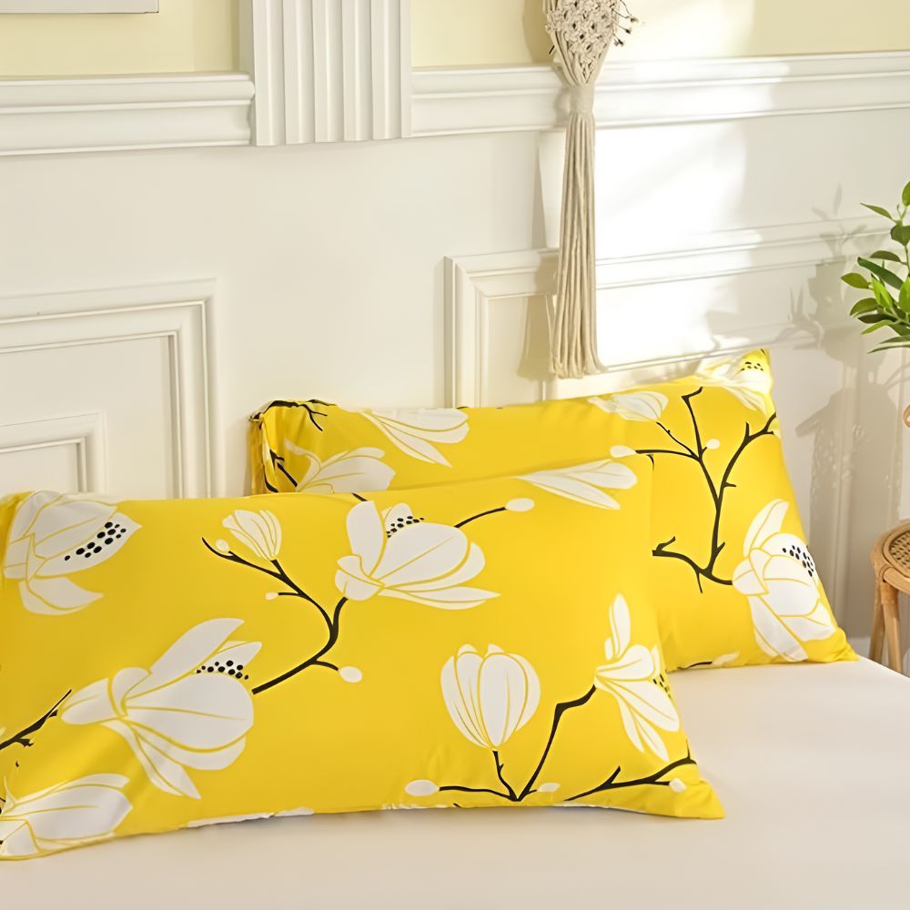 Bettwäsche-Set mit gelbem Blumenmuster, 3-teilig